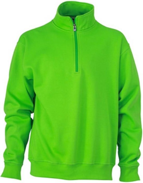 James and Nicholson Sweat-shirt à demi-glissière unisexe Workwear (vert citron)