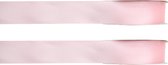 2x Hobby/decoratie roze satijnen sierlinten 1 cm/10 mm x 25 meter - Cadeaulint satijnlint/ribbon - Striklint linten roze