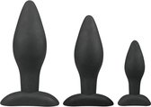 Bundle - Easytoys Anal Collection - Siliconen buttplugsetje - zwart met glijmiddel