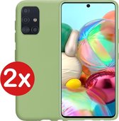 Samsung A71 Hoesje - Samsung Galaxy A71 Hoes Siliconen Case Hoes Cover - Groen - 2 PACK