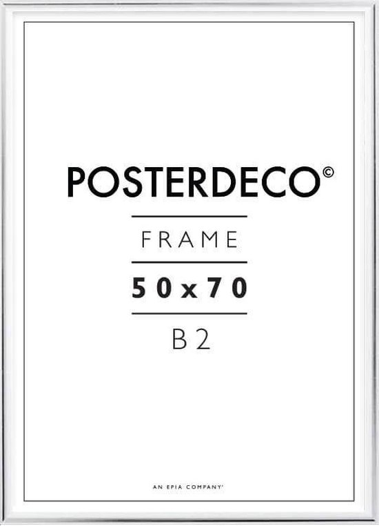 Fotolijst - Posterdeco - Premium Metaal - Fotomaat 50x70 cm (B2) - Posterlijst - Fotolijstje - Zilver