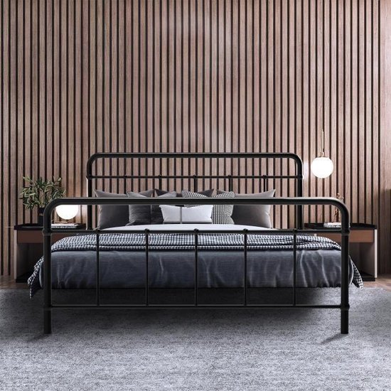 Huiskamer Coöperatie Steen Metalen bed voor volwassenen 160 x 200 cm - Zwart - Inclusief boxspring -  AARON | bol.com
