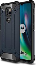 Motorola Moto G9 Play Hoesje Shock Proof Hybride Back Cover Blauw
