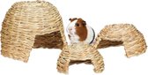 Relaxdays Knaagdier speelgoed - set van 3 - knaagspeelgoed - konijnen huisje - accessoires