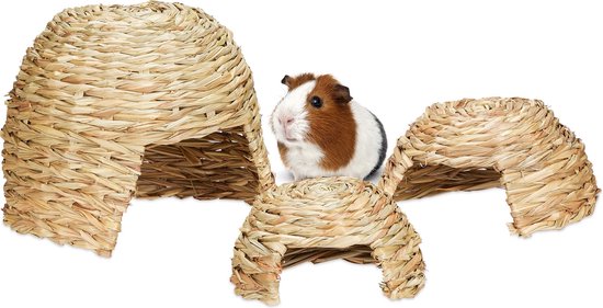 Relaxdays Knaagdier speelgoed - set van 3 - knaagspeelgoed - konijnen  huisje - accessoires | bol.com
