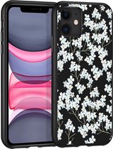 iMoshion Design voor de iPhone 11 hoesje - Bloem - Wit / Zwart