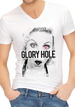 Funny Shirts - Glory Hole - S - Maat L - Funny Gifts & Sexy Gadgets - white,multicolor - Discreet verpakt en bezorgd