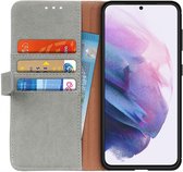 Samsung Galaxy S21 Plus Hoesje Portemonnee Kunstleer Book Case Grijs