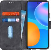Huawei P Smart 2021 Hoesje Retro Wallet Book Case Zwart