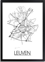 Leuven Plattegrond poster A2 + fotolijst zwart (42x59,4cm) - DesignClaud