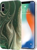 ShieldCase Marmeren geschikt voor Apple iPhone X / Xs hoesje met camerabescherming - groen