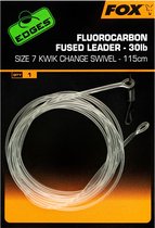 Fox Fluorocarbon Carbon Fused leader - 115cm - 30lb - Kwik Change Swivel - Maat 7 - Transparant