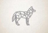 Line Art - Wolf 11 - M - 60x76cm - EssenhoutWit - geometrische wanddecoratie