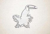 Wanddecoratie - Toekan met plant - S - 45x49cm - EssenhoutWit - muurdecoratie - Line Art