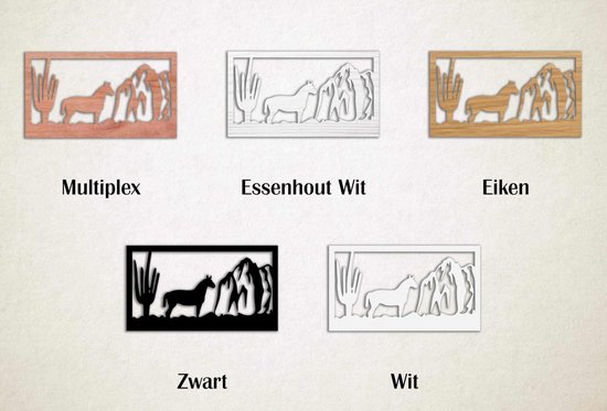 Décoration murale - Panneau mural - cheval sauvage - XS - 17x30cm - Contreplaqué - décoration murale - Line Art