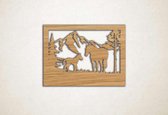 Wanddecoratie - Wandpaneel paard met veulen - S - 44x60cm - Eiken - muurdecoratie - Line Art