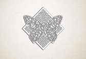 Line Art - Vlinder met achtergrond - S - 45x45cm - Wit - geometrische wanddecoratie