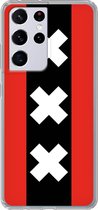 6F hoesje - geschikt voor Samsung Galaxy S21 Ultra -  Transparant TPU Case - Amsterdamse vlag #ffffff