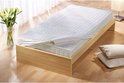 Witte elektrische onderdeken op een eenpersoons matras in een houten ledikant.