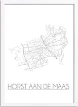 Horst aan de Maas Plattegrond poster A4 + Fotolijst Wit (21x29,7cm) - DesignClaud