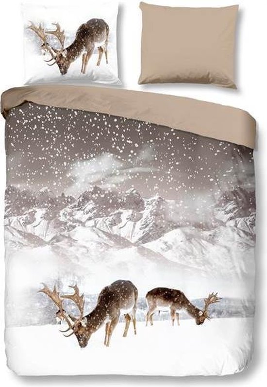 Smerig Pathologisch strijd Good Morning Winter - Flanel - Dekbedovertrek - Eenpersoons - 140x200/220  cm - Zand | bol.com