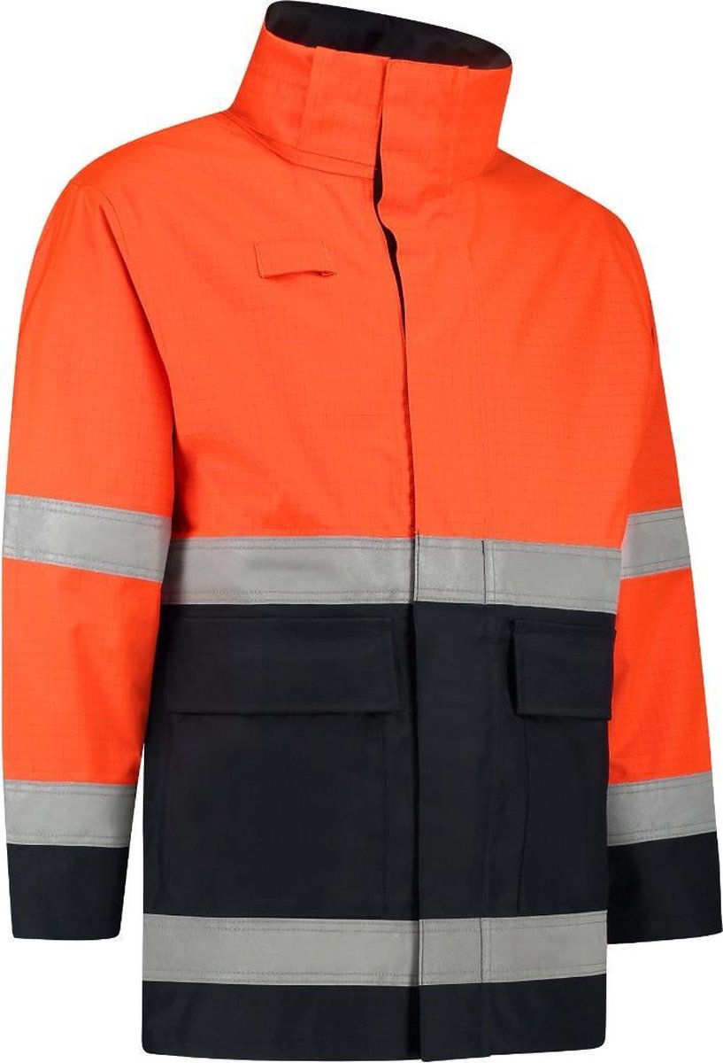 Dapro Safety Access Multinorm Regenjas - Maat S - Marineblauw/Hi-Vis Oranje - Vlamvertragend , antistatisch en chemicaliën resistent - Doorwerkjas