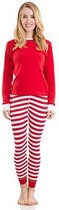 Elowel - Unisex Vollwassen Gestreepte Kerstpyjama, 2 Delig, 100% Katoen,Comfortabel, Slim fit Broek | L | Rood - Rood Wit