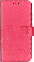 Klavertje Bloemen Booktype Huawei P Smart Plus (2019) hoesje - Fuchsia