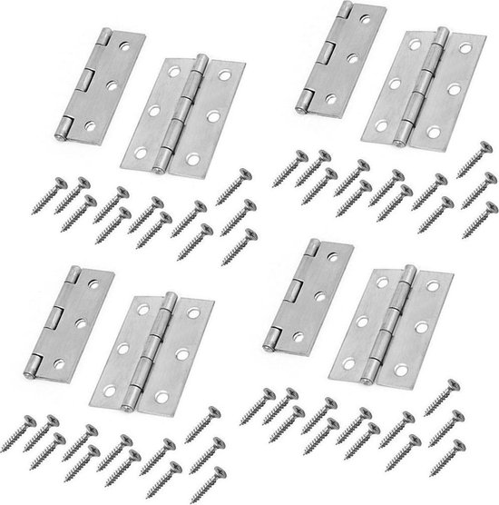 Net zo patroon Bekentenis Set van 8 metalen scharnieren (76x45 mm) met schroeven | bol.com
