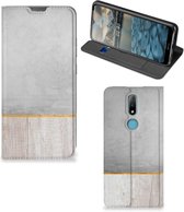 Magnet Case Cadeau voor Vader Nokia 2.4 Smartphone Hoesje Wood Beton