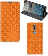 Telefoonhoesje Nokia 2.4 Wallet Case Batik Orange