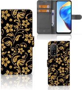 Telefoonhoesje Xiaomi Mi 10T Pro | Mi 10T Bookcase Cadeau voor Oma Gouden Bloemen