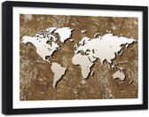 Foto in frame , Oude retro wereld , 120x80cm , bruin beige , wanddecoratie