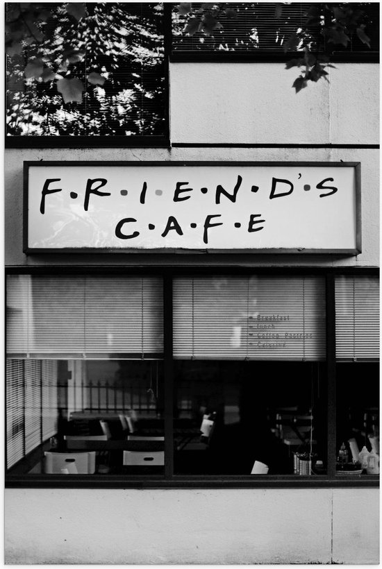 Poster – ''Friends Cafe'' (zwart/wit) - 60x90cm Foto op Posterpapier