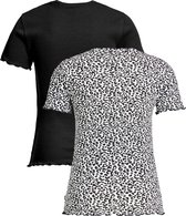 WE Fashion Meisjes T-shirt met ribstructuur, 2-pack