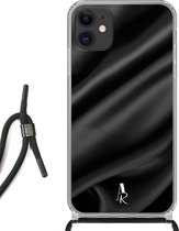 iPhone 11 hoesje met koord - Black Satin