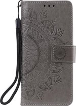 Shop4 - Samsung Galaxy S21 Ultra Hoesje - Wallet Case Mandala Patroon Grijs