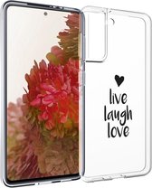iMoshion Hoesje Geschikt voor Samsung Galaxy S21 Hoesje Siliconen - iMoshion Design hoesje - Transparant / Zwart / Live Laugh Love