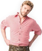 Irschenberg Trachtenhemd | Oktoberfest Blouse Heren | Superdeluxe VIP | Rood | Maat S