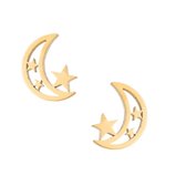 Aramat jewels ® - Aramat jewels-oorbellen-zweerknopjes-maan en sterren-goudkleurig- zweerknopjes- chirurgisch