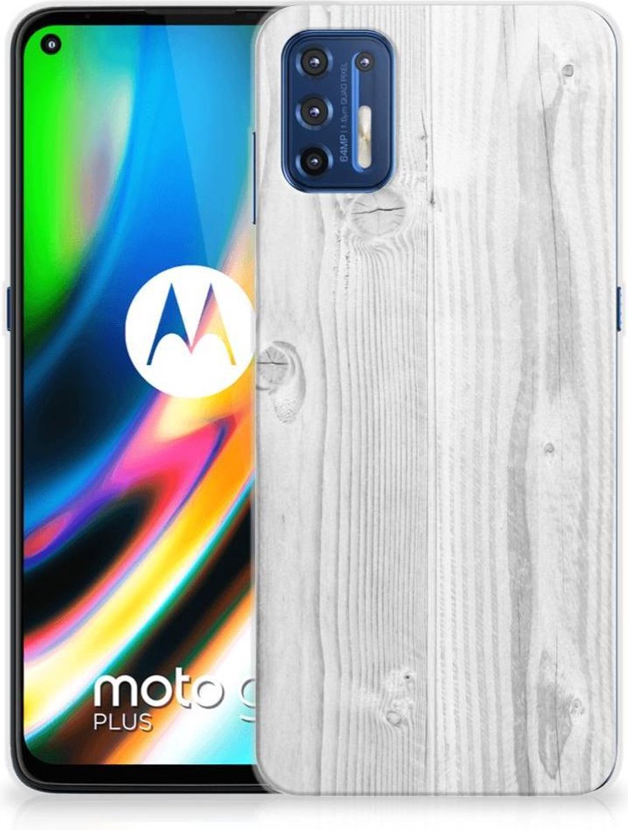 Motorola Moto G9 Plus Bumper Hoesje White Wood