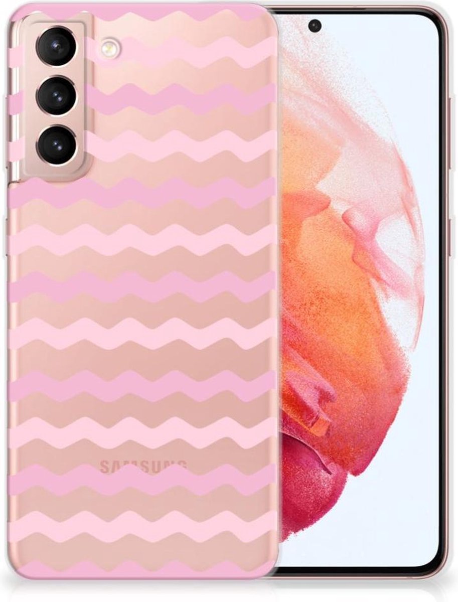 Samsung Galaxy S21 TPU bumper Waves Roze