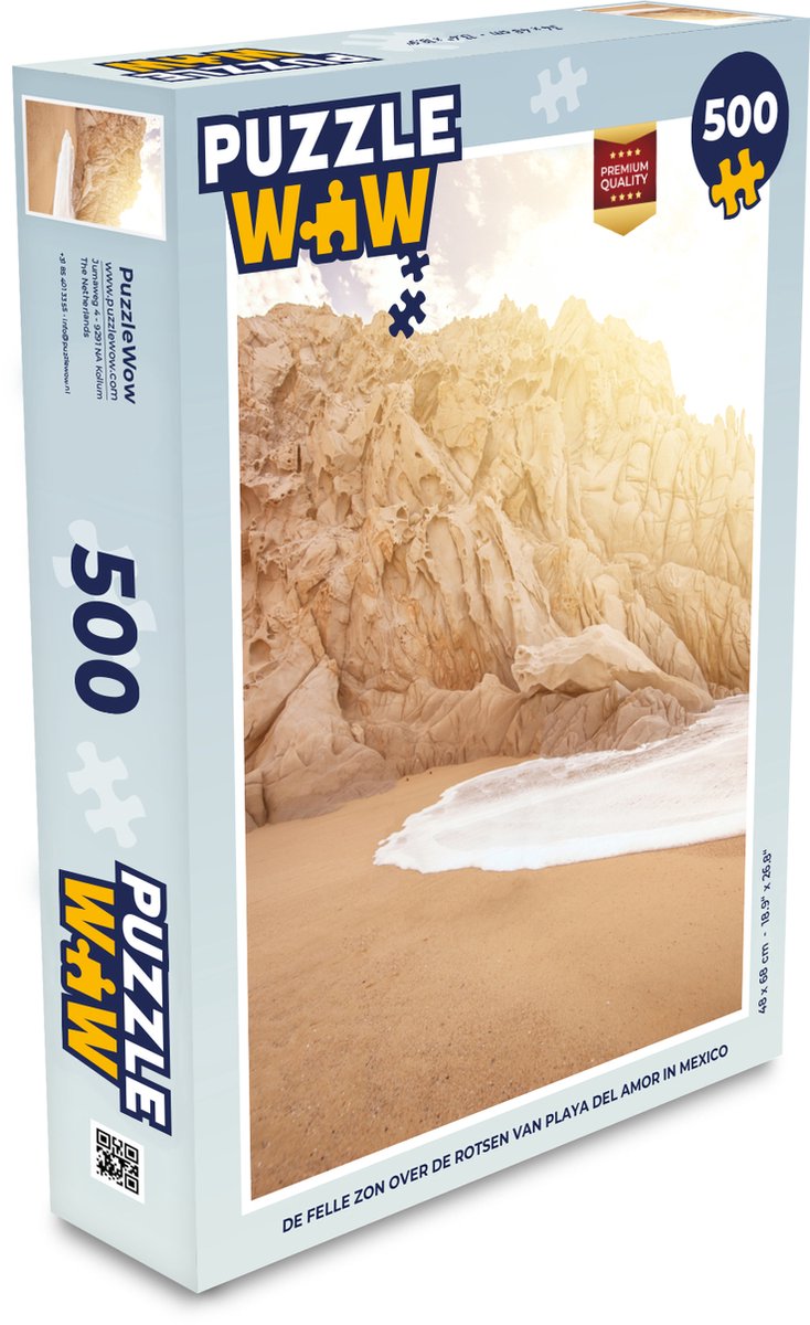 Afbeelding van product Puzzel 500 stukjes Playa del Amor - De felle zon over de rotsen van Playa del Amor in Mexico - PuzzleWow heeft +100000 puzzels