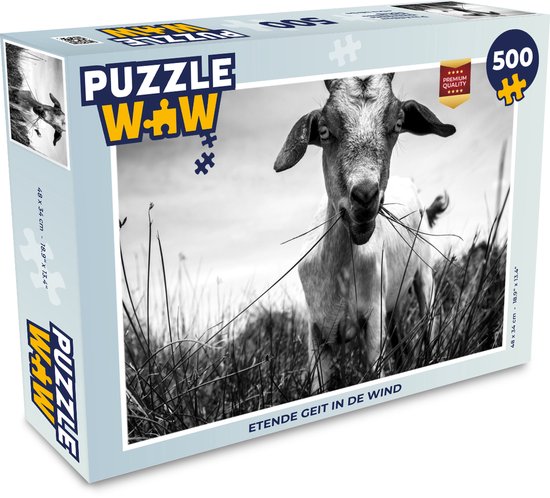 Puzzle Chèvres en noir et blanc 500 pièces - Chèvre mangeant au vent |  bol.com