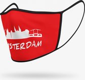 Duopack: Amsterdam rood wasbare mondmasker - M / Stoffen mondkapjes met print / Wasbare Mondkapjes / Mondkapjes / Uitwasbaar / Herbruikbare Mondkapjes / Herbruikbaar / Ov geschikt / Mondmaske