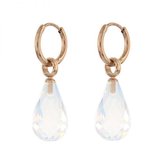 Kalli edelstalen oorhangers 1945 rose wit opaal druppel 13mm