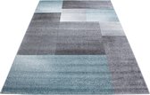 Modern ontworpen tapijt met blok Desing Tapijt Grijs Blauw Wit