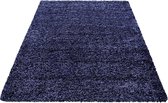 Shaggy Tapijt Hoogpolig in de kleur marine blauw