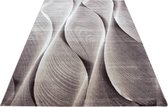 Tapijt Modern design woonkamer-golven-hout optiek patroon bruin Beige crème