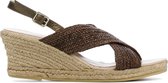 Mace Sandalen Dames / Damesschoenen - Leer   - Sleehak hoogte  6 cm - M1077 - Bruin - Maat 39